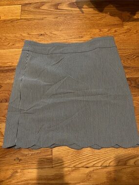 Striped Black and White Scallop Hem Skort